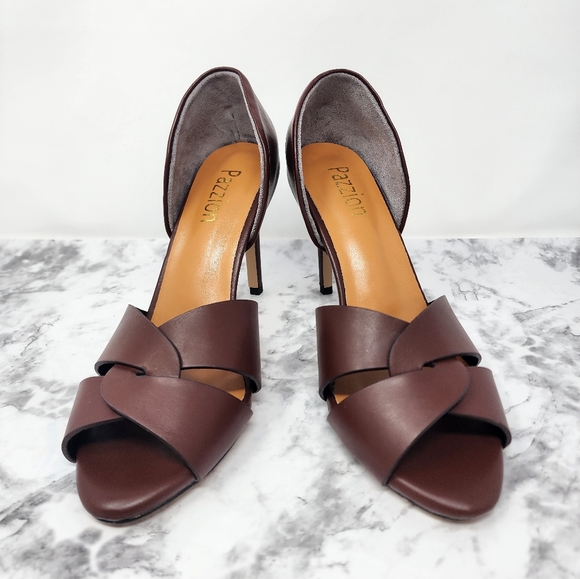 Pazzion Shoes - Pazzion Women’s Brown Knot Front Leather Heels